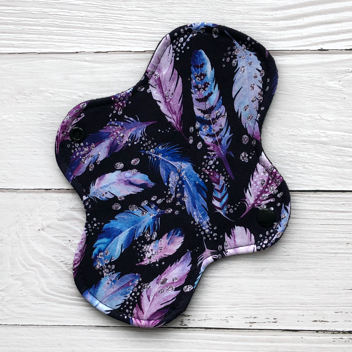 Light Absorbency Reusable Menstrual Pads: Purple Feathers - Amie Pads