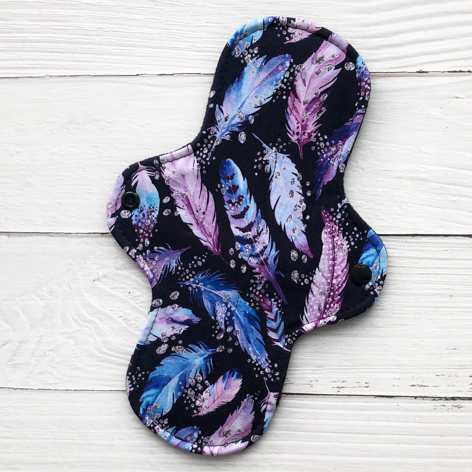 Moderate Absorbency Reusable Pads: Purple Feathers - Amie Pads