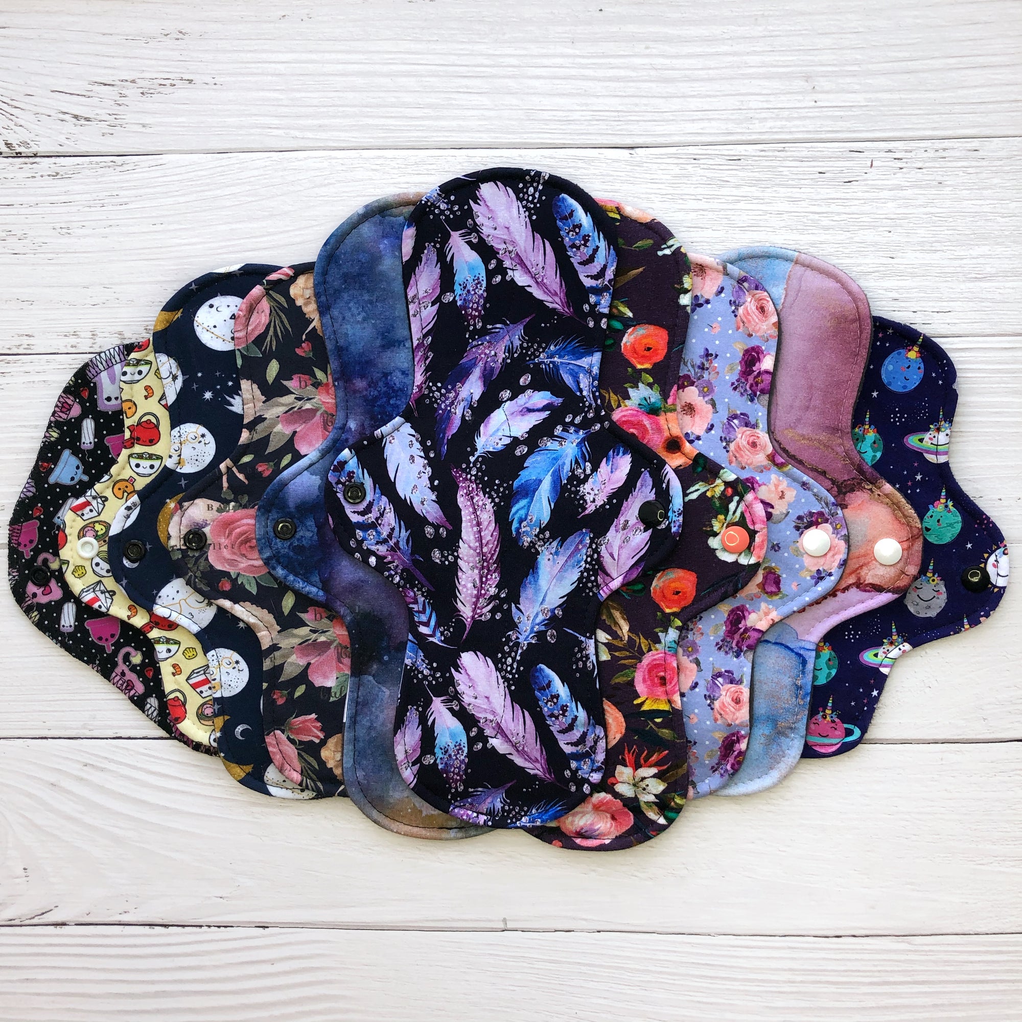 reusable pad starter set with beautiful floral and other prints